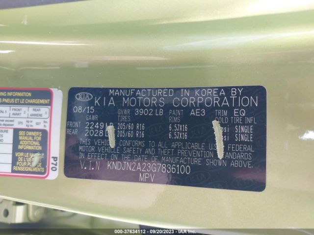 KNDJN2A23G7836100 KIA Soul Base