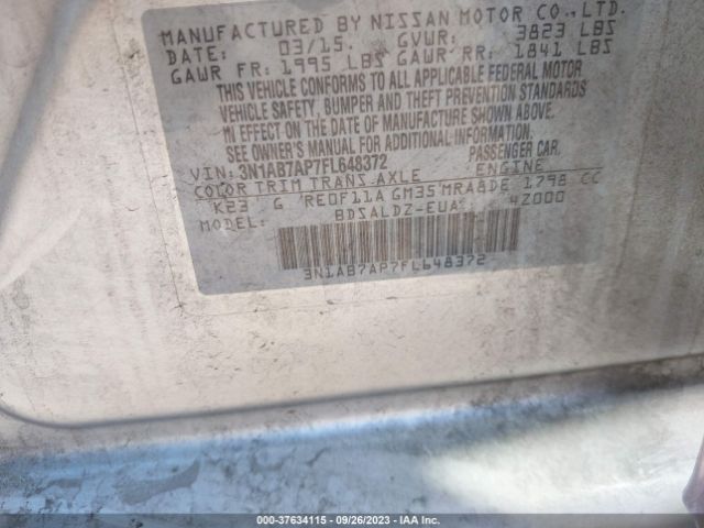 3N1AB7AP7FL648372 Nissan Sentra Sr/sl/s/sv/fe+ S