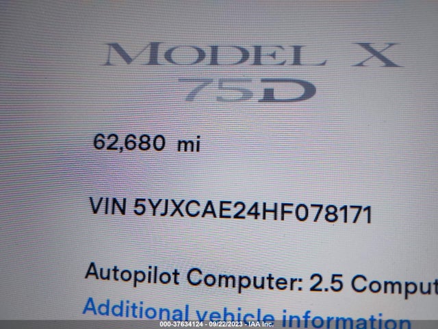Tesla Model X 90d/75d/100d 2017 5YJXCAE24HF078171 Image 13