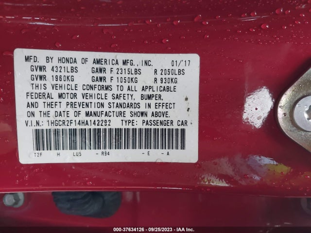 Honda k24w1 2017 1HGCR2F14HA142292 Image 26