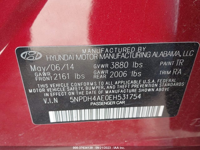 Hyundai ELANTRA SE 2014 5NPDH4AE0EH531754 Image 9
