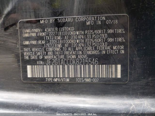 JF2GTACC0K8215546 Subaru Crosstrek Premium