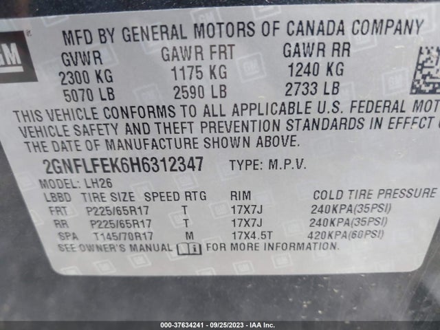 Chevrolet EQUINOX LT 2017 2GNFLFEK6H6312347 Image 9