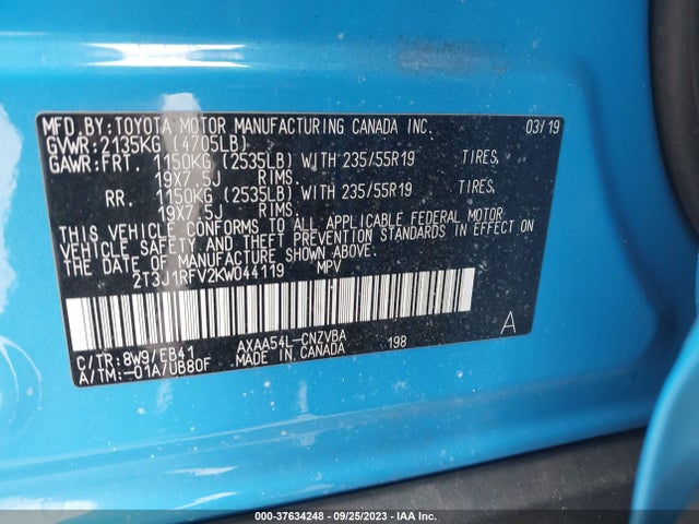 Toyota Rav4 Adventure 2019 2T3J1RFV2KW044119 Image 9
