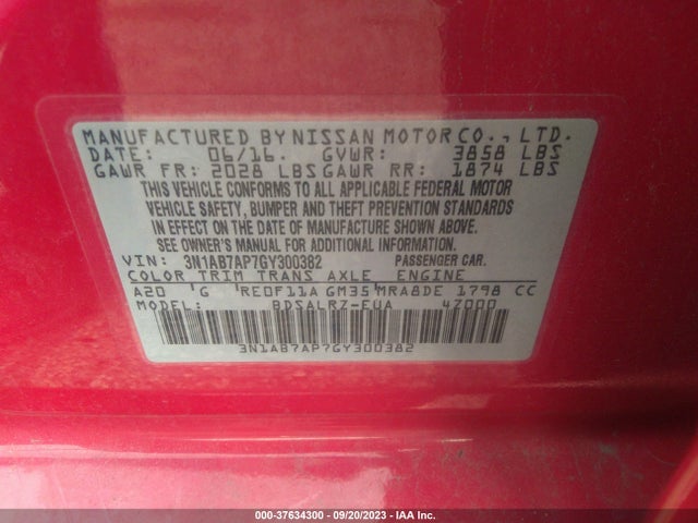 Nissan SENTRA SR 2016 3N1AB7AP7GY300382 Image 9