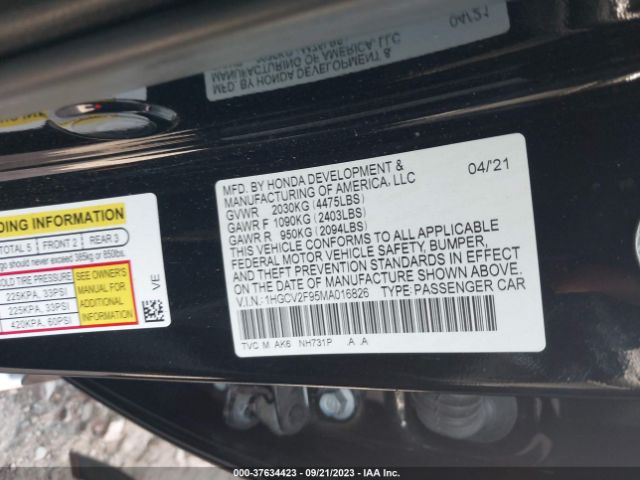 1HGCV2F95MA016826 Honda Accord Sedan Touring