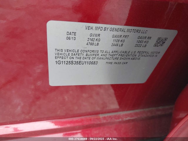Chevrolet IMPALA LT 2014 1G1125S35EU110683 Image 9