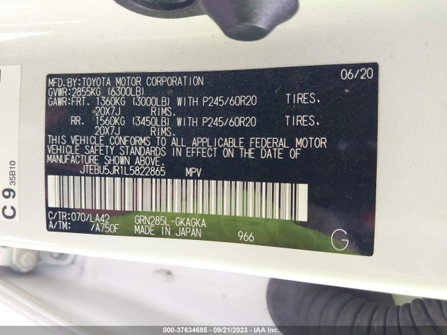 Toyota 4runner Limited 2020 JTEBU5JR1L5822865 Image 9