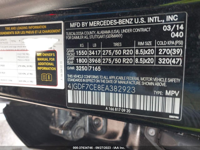 4JGDF7CE8EA382923 Mercedes-Benz Gl 450