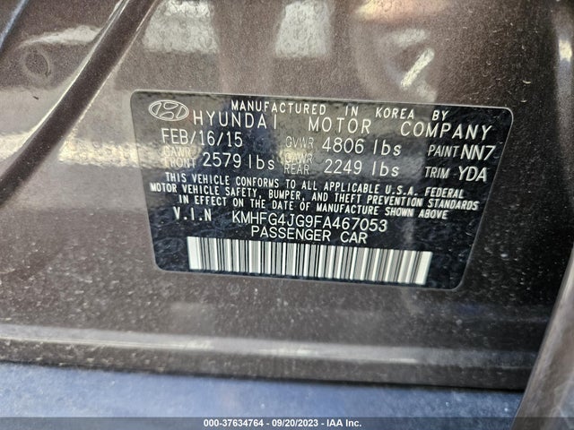 Hyundai AZERA 2015 KMHFG4JG9FA467053 Image 8