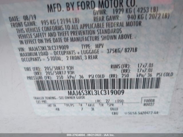MAJ6S3KL3LC319009 Ford Ecosport Titanium