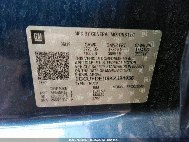 Chevrolet Silverado 1500 Lt 2019 1GCUYDED8KZ394956 Image 9