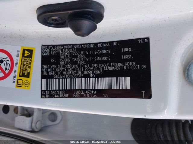 Toyota Highlander Xle/se 2017 5TDJZRFH5HS357372 Image 9