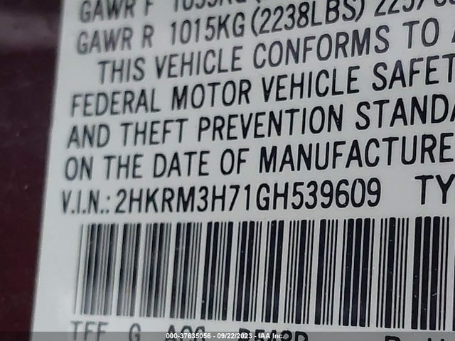 Honda Cr-v Ex-l 2016 2HKRM3H71GH539609 Image 9