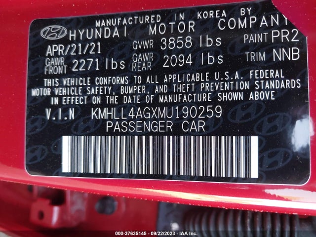 Hyundai ELANTRA SE 2021 KMHLL4AGXMU190259 Image 9