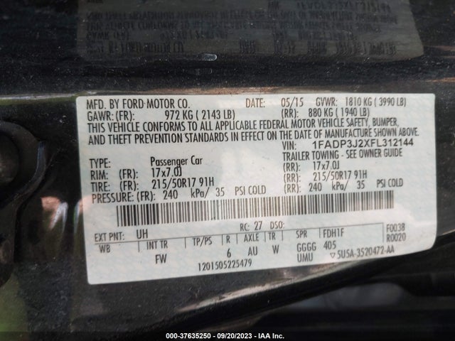 2015 FORD FOCUS TITANIUM VIN: 1FADP3J2XFL312144