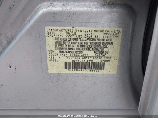 2012 NISSAN SENTRA 2.0 SR VIN: 3N1AB6AP6CL782215