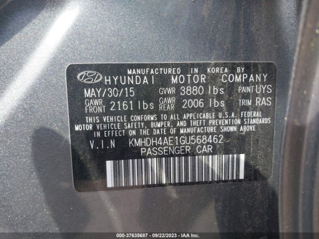 KMHDH4AE1GU568462 Hyundai ELANTRA SE