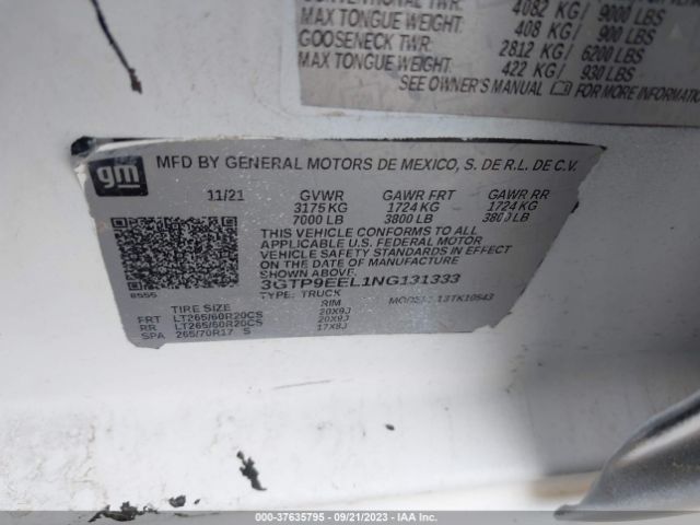 3GTP9EEL1NG131333 GMC Sierra 1500 Limited At4