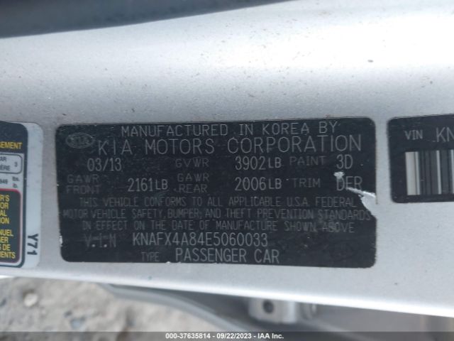KNAFX4A84E5060033 KIA FORTE EX
