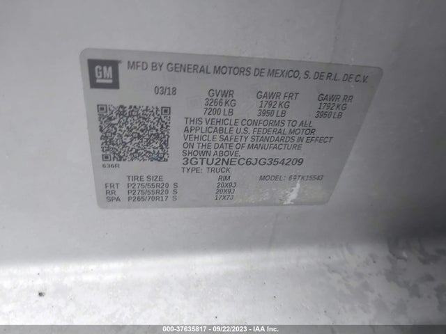 GMC Sierra 1500 Slt 2018 3GTU2NEC6JG354209 Image 9