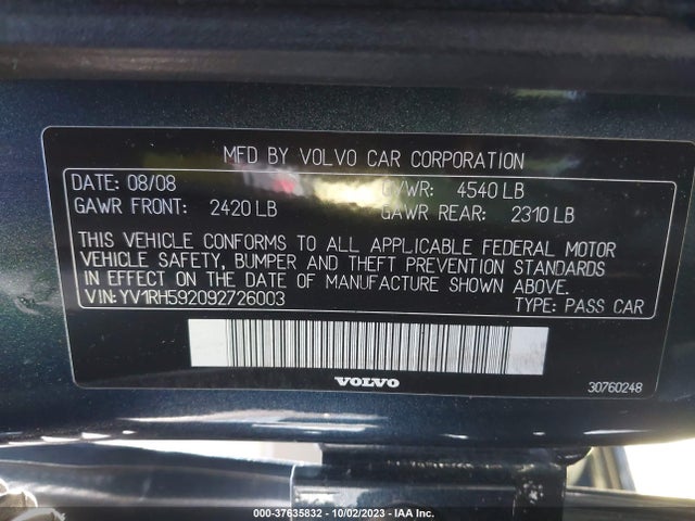 2009 VOLVO S60 YV1RH592092726003 Photo 8