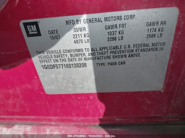 2008 CADILLAC CTS 1G6DF577180138208 Photo 8