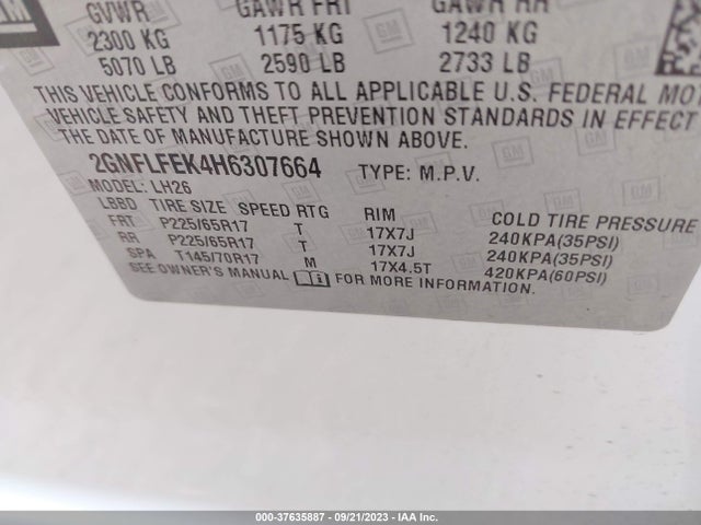 Chevrolet EQUINOX LT 2017 2GNFLFEK4H6307664 Image 9