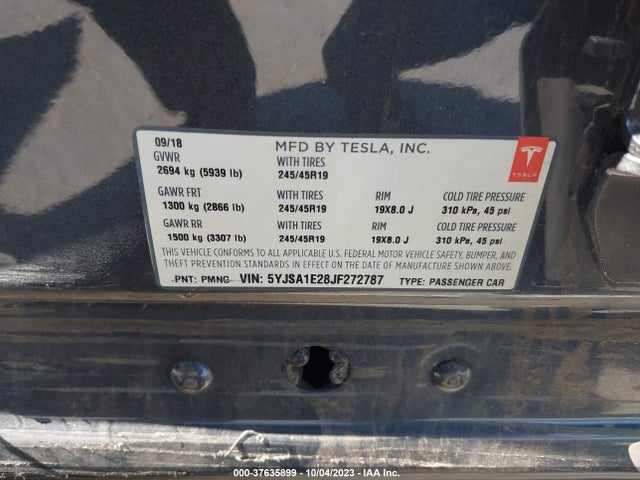 Tesla Model S 75d/p100d/100d 2018 5YJSA1E28JF272787 Image 9