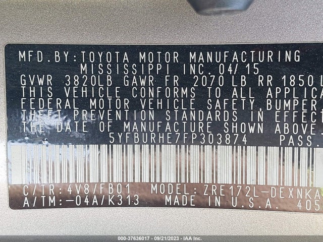 Toyota Corolla 2015 5YFBURHE7FP303874 Image 23