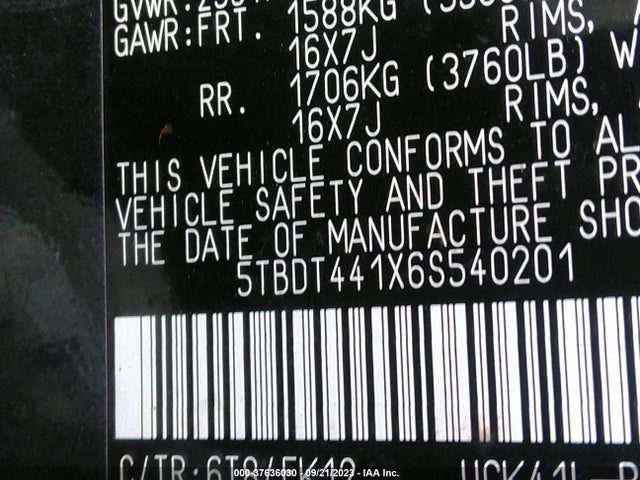 2006 TOYOTA TUNDRA 5TBDT441X6S540201 Photo 8