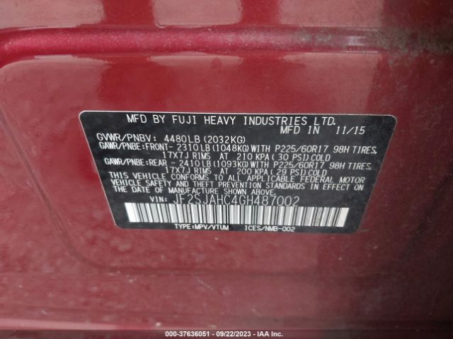 JF2SJAHC4GH487002 Subaru Forester 2.5i Limited
