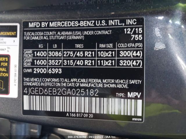 4JGED6EB2GA025182 Mercedes-Benz Gle Gle 450 Amg