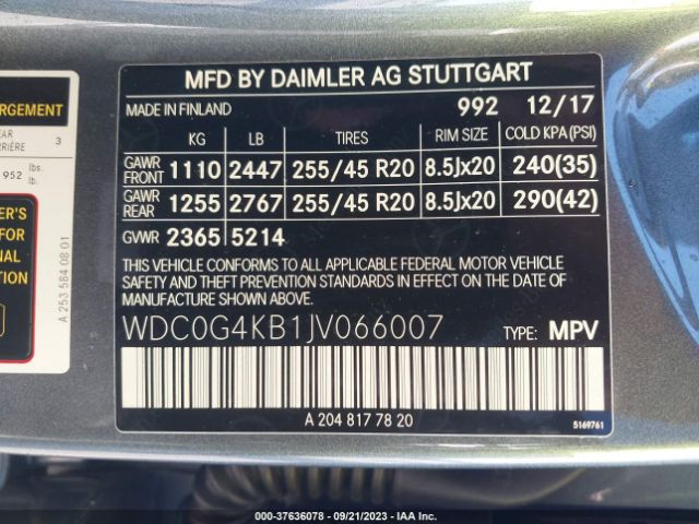 2018 MERCEDES-BENZ GLC 300 WDC0G4KB1JV066007 Photo 8