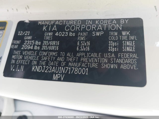KIA SOUL LX 2022 KNDJ23AU1N7178001 Image 15