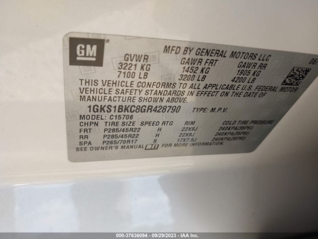 1GKS1BKC8GR428790 GMC YUKON SLT