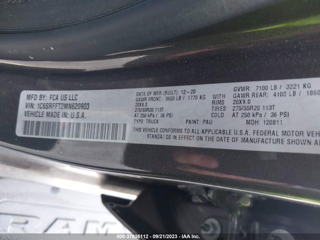 RAM 1500 Big Horn 2021 1C6SRFFT2MN620903 Image 9