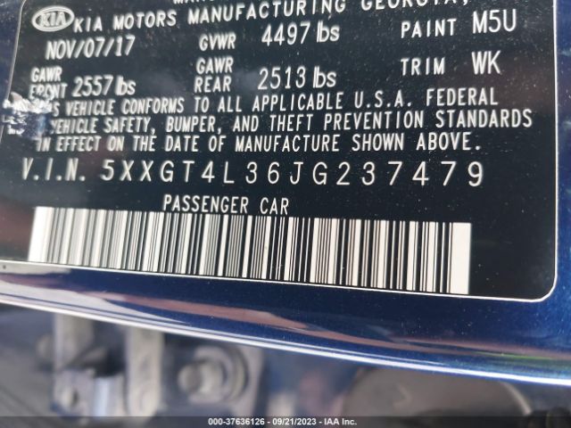 5XXGT4L36JG237479 KIA Optima S