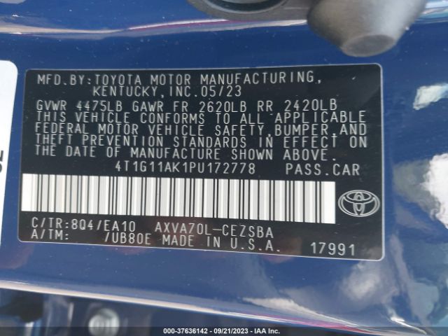4T1G11AK1PU172778 Toyota Camry Se/se Nightshade