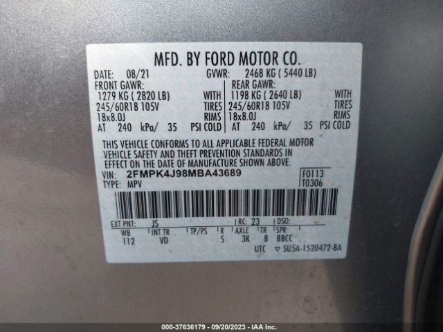 2FMPK4J98MBA43689 Ford EDGE SEL