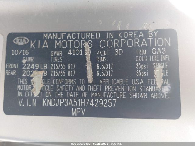 KNDJP3A51H7429257 KIA SOUL +