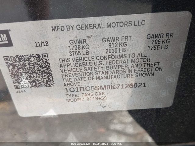 1G1BC5SM0K7126021 Chevrolet CRUZE LS