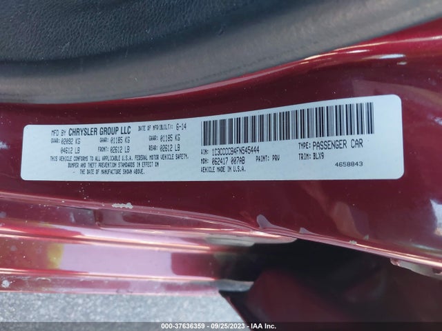 2015 CHRYSLER 200 C VIN: 1C3CCCCB4FN545444