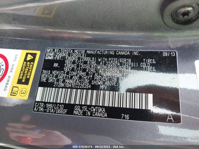 2T2BK1BA1EC226264 Lexus RX 350