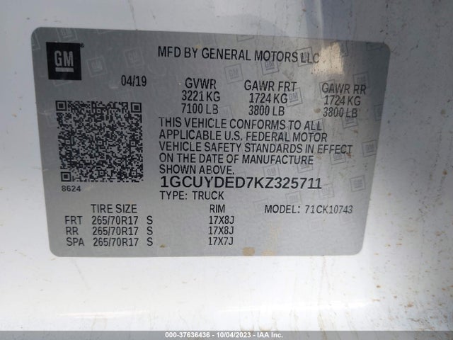 Chevrolet Silverado 1500 Lt 2019 1GCUYDED7KZ325711 Image 9
