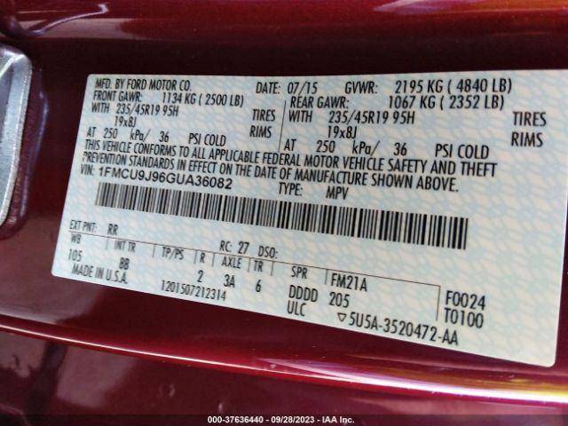 1FMCU9J96GUA36082 Ford Escape Titanium