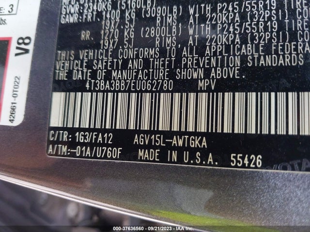 Toyota Venza Le/xle 2014 4T3BA3BB7EU062780 Image 9