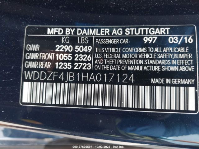 WDDZF4JB1HA017124 Mercedes-Benz E 300