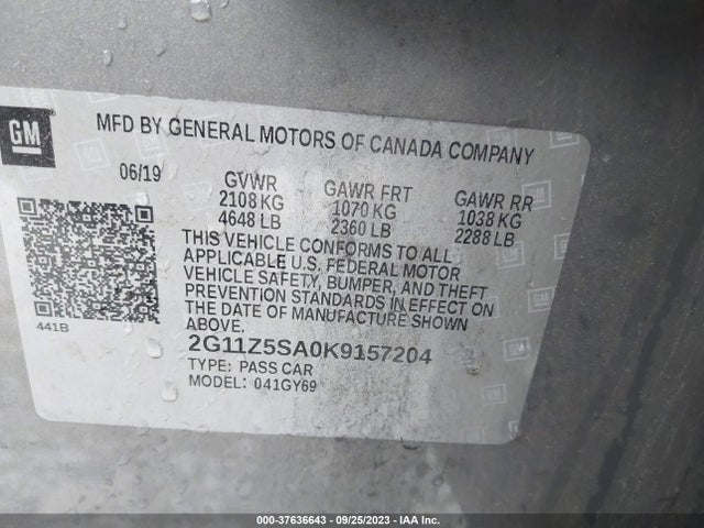 Chevrolet IMPALA LT 2019 2G11Z5SA0K9157204 Image 9