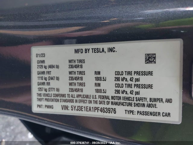 Tesla MODEL 3 2023 5YJ3E1EA1PF463976 Image 9